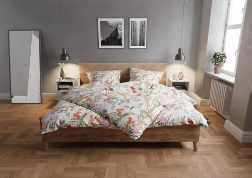 BETTWAESCHE-MIT-STIL Bettwäsche Mako Satin Bettwäsche Tropical Flowers, Mako-Satin, 2 teilig, Mako-Satin