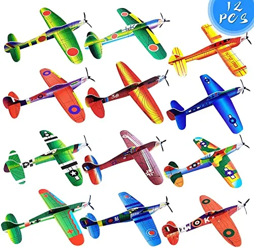 Stück Gleitflugzeuge für Kinder,12 Verschiedene Styroporflieger,Einzeln Verpackten Styropor Segelflugzeuge,Gleiter Flieger Wurfgleiter Mitgebsel Kindergeburtstag Gastgeschenke für jungen mädchen 12