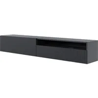Selsey TV-Hängeboard Veldio mit Lamellenfront und Offenem Fach 175 cm Schwarz