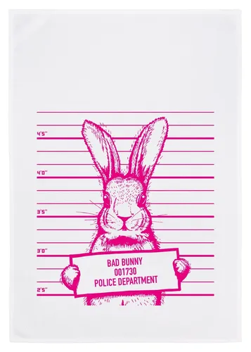 Geschirrtuch 17;30 Baumwolle Küchentuch Handbedruckt pink Bad Bunny Ostern Hase