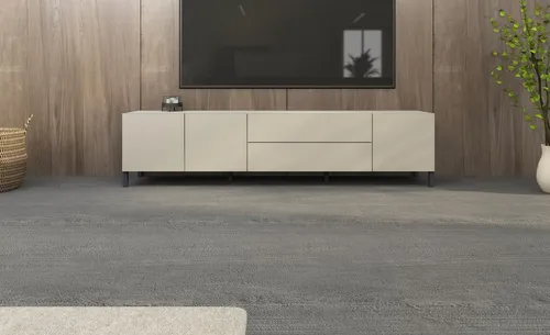 Lowboard BORCHARDT MÖBEL, beige (kaschmir) - TV-Halterungen, modernes Design mit griffloser Optik und 3 geschlossenen Fächern für eine stilvolle Aufbewahrung und Organisation.