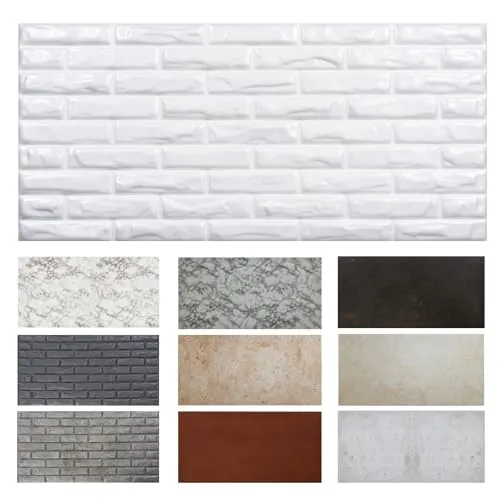MDEKOR Wandpaneele Ziegel 50x100 cm - 3D Wandverkleidung in Ziegeloptik - Dekorative 3D Wandpaneele in Ziegeloptik, leicht und robust. Ideal für eine schnelle, einfache und stilvolle Wandgestaltung in Innenräumen. Pflegeleicht und langlebig.