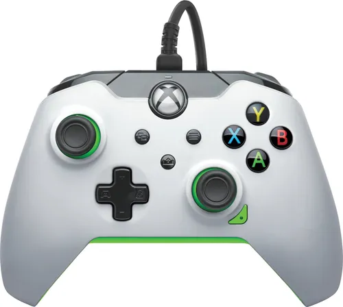 PDP verkabelt Controller Neon weiß für Xbox Series X|S - Offiziell lizenziertes Gamepad - Controller für Xbox Series X & S mit kostenloser PDP Control Hub App für individuelle Anpassungen und 3,5-mm-Audiobuchse für Teamkommunikation. Inklusive 1 Monat Xbox Game Pass Ultimate!