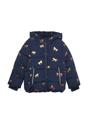 s.Oliver Junior Mädchen Steppjacke mit Kapuze 2149477 - Funktionsjacke mit Reißverschluss und trendigem Allover-Print, perfekt für aktive Mädchen und ideal für wechselhaftes Wetter.