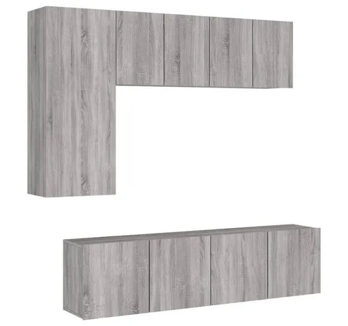 vidaXL 5-tlg. Wohnwand Grau Sonoma Holzwerkstoff von vidaXL