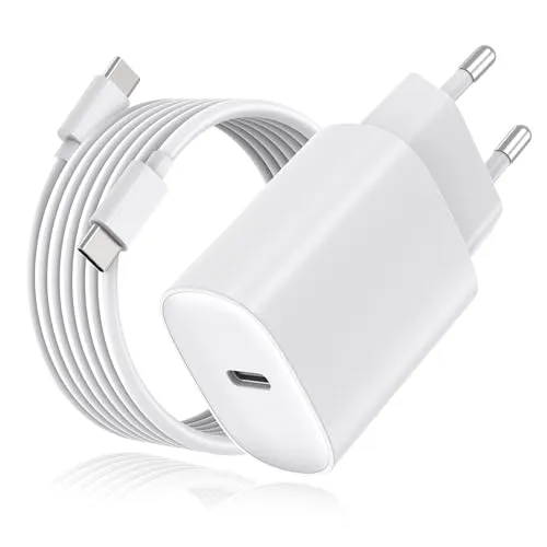 DEESOOCO 25W USB C Ladegerät - USB C Netzteil, Schnellladegerät mit PD3.0 Kompatibilität. Geeignet für i-Phone 17/16/15/14/13/12, i-Pad, Samsung Galaxy S25/S24/S23/S22/Note20(1 Port+ladekabel)