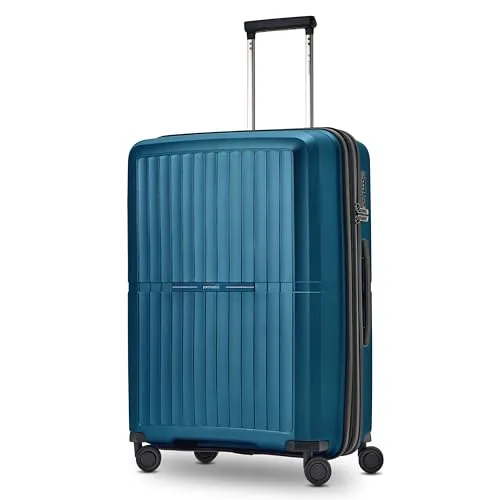 Pactastic Ultraleicht Hartschalen Check-in Koffer - Mittelgroßer Trolley (45 x 26 x 67 cm) mit erweiterbarem Volumen von 71 auf 80 Litern, nur 3,5 kg schwer, ideal für Reisen bis 12 Tage und mit 4 Doppelrollen für müheloses Handling.