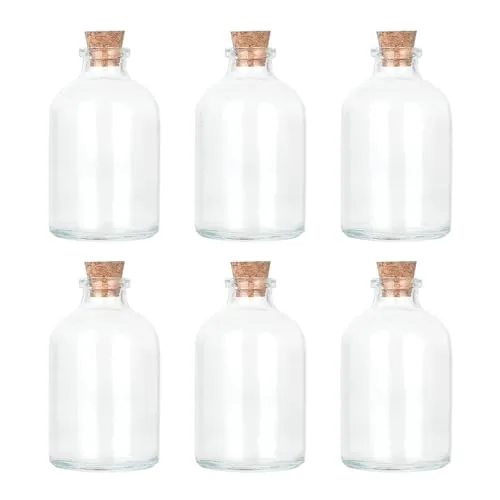 Magic Season Dekorative Runde Glasflaschen mit Korkverschluss (6 Stücks / 50 ml)