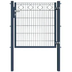Terrasse2000 Gartentor 120 x 120 cm Doppelstabmatten Gartentor Karo Anthrazit grau 120 cm x 120 cm