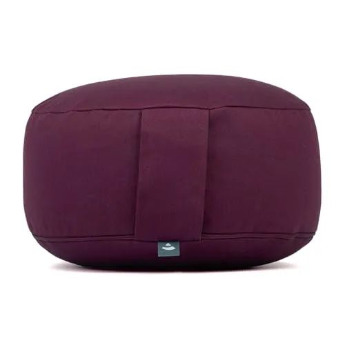 Bodhi Meditationskissen Rondo ECO - Bio Dinkelfüllung - Bodenkissen & Kissen mit abnehmbarem, waschbarem Bezug aus 100% Bio-Baumwolle und praktischer Trageschlaufe. Ideal für eine gerade Wirbelsäule während der Meditation.