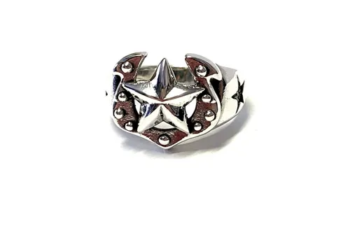 Edelschmiede925 Silberring Ring 925 Silber geschwärzt Stern Motiv rustikal #64