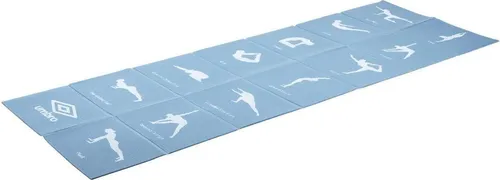 Umbro Faltbare Gymnastikmatte 174 x 62 CM - Yogamatte - Anti-Rutsch - 13 Übungen im Druck - Blau