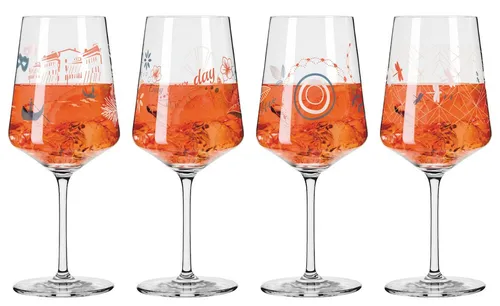 Ritzenhoff Aperizzo 4er-Set SOMMERRAUSCH - Stilvolle Kristallgläser in Multicolour - Gläser - Hochwertiges Kristallglas-Set mit lebhaftem Farbspiel, ideal für gesellige Abende oder besondere Anlässe.