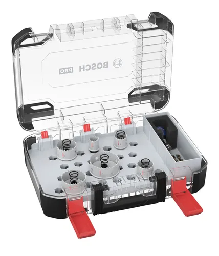 Bosch Accessories 2608594474 Lochsägen-Set 22 mm - 64 mm - Lochsägen-Set für präzises Schneiden in Blech, mit langlebigen HSS-Zähnen und praktischer Auswurffeder für müheloses Entfernen des Bohrkerns.