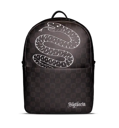 Harry Potter Rucksack Wizard's Unite Slytherin Schlange - Modischer Kunstleder Backpack - Stylischer Rucksack für Slytherin-Fans, aus hochwertigem Kunstleder mit gepolstertem Laptopfach und luxuriösen Reißverschlüssen. Ideal für Schule und Freizeit.