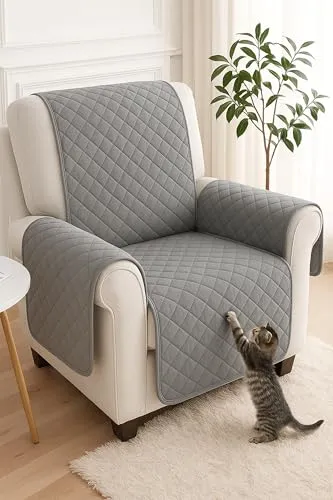 KAMACA Wende - Sesselschoner Sesselauflage Relax mit Armlehnen Sessel Überwurf Bürostuhl für Relaxsessel und Überzug warm und weich zur Schonung der Polster Lehnenschutz (ANTHRAZIT - HELLGRAU)