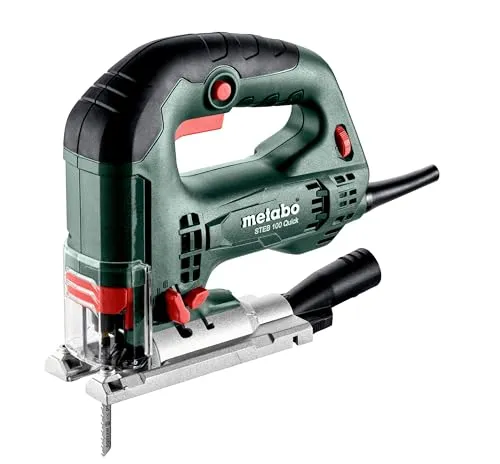 Metabo STEB 100 Quick Stichsäge 710 W – Präzise und vielseitig - Sägen: Universelle Stichsäge mit variabler Hubzahl und Pendelhub für exakte Schnitte. Werkzeugloser Sägeblattwechsel und zuschaltbare Späneblasfunktion für optimale Sicht auf die Schnittstelle.