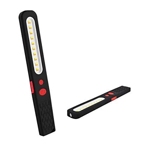 LED Arbeitsleuchte, 2 in 1 Superhelles Zweifarbige Kombinationsleuchte mit 3W COB LED Taschenlampe Inspektionslampe, Ultradünnes mit Doppelter Magnetbasis für Reparatur,Garage,Camping,Notbeleuchtung
