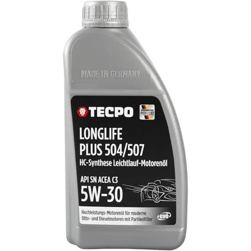 TECPO Motoröl, 1 Liter 5W-30 LONGLIFE Plus HC Synthese ACEA C3 API SN / 504/507 / MB 229.31 229.51 / LL-04 C30 (1 Liter)