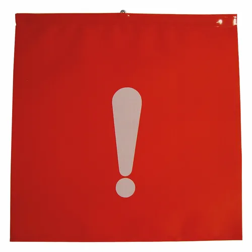 Schlussfahne 30 x 30 cm mit Aufdruck Ausrufezeichen