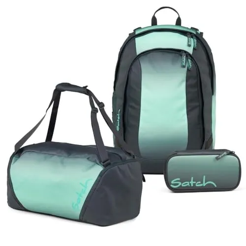 Satch Schulrucksack-Set AIR Gradient Mint 3-teilig in grau von satch