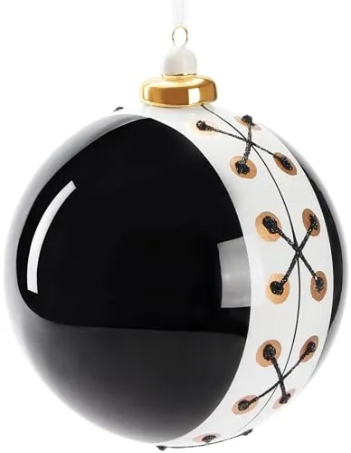 BRUBAKER Premium Weihnachtskugel Smoking Schwarz und Weiß in schwarz von BRUBAKER