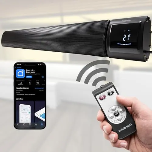 Heidenfeld Dunkel Heizstrahler Inferno DH700 - 3200 Watt Infrarotheizung mit App Steuerung, ideal für Indoor und Outdoor bis 20 m