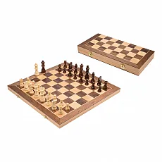 Schachkassette mit zusätzlichem Damenpaar - 40 mm Felder - Gesellschaftsspiel mit hochwertigem MDF-Spielfeld und Erle-Schachfiguren, inklusive 2 Damen pro Farbe. Perfekt für Schachliebhaber und ideal für unterwegs!