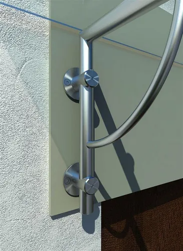 BuyLando.Shop Edelstahlhalterung für Glasvordach - Edelstahlhalterung für modernes Glasvordach, ideal für Hauseingänge. Robuste Konstruktion mit einfacher Wandmontage für langfristige Stabilität.