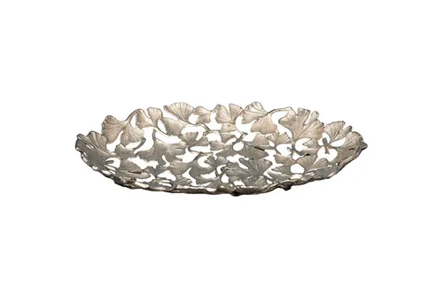 Riess-Ambiente Dekoschale GINKGO LEAFS 40cm silber in silber von Riess-Ambiente