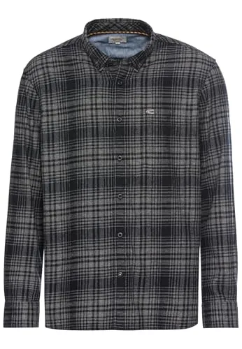 camel active Herren Langarmhemd mit Karomuster Grau, 3XL - Herrenhemden aus 100% Baumwolle, garment-washed für extra weiche Haptik und optimalen Tragekomfort, ideal für lässige Anlässe.