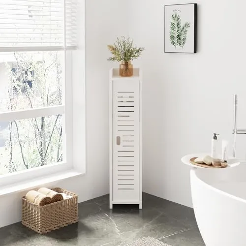 Dripex Badezimmerschrank, Toilettenschrank, Badschrank schmal, Beistellschrank, Aufbewahrungsschrank 80x18x20cm, in weiß