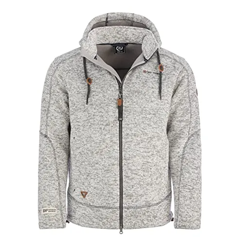 Dry Fashion Herren Fleecejacke Kappeln - Kapuzenfleecejacke Jacke Fleece mit Kapuze in Grau-Melange Größe S