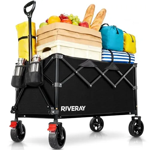 RIVERAY Faltbarer Bollerwagen mit Bremsen und 300L Volumen
