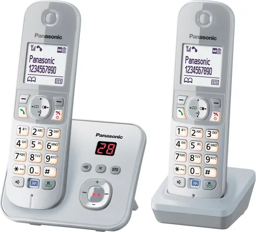 Panasonic KX-TG6822GS - DECT Schnurlostelefon mit Anrufbeantworter, strahlungsarm dank Eco-Modus und praktischen Funktionen