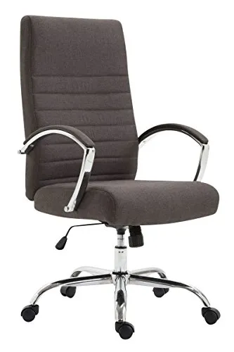 CLP Bürostuhl XL Valais - Ergonomischer Chefsessel in Dunkelgrau - Bürostuhl mit gepolstertem Stoffbezug, stufenlos verstellbar und bis 136 kg belastbar. Ideal für komfortables Arbeiten mit 360° Drehfunktion und stabilen Leichtlaufrollen.