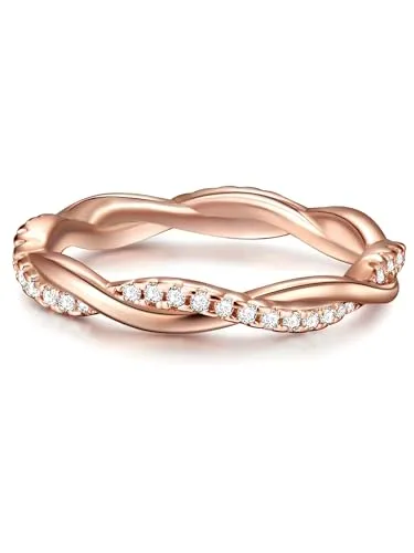 Trilani Damen-Ring Verlobungsring - Eleganter Wickelring aus rosévergoldetem Sterling Silber mit Zirkonia - Ringe für Damen, geschwungener Trauring in Brilliantschliff, perfekt verpackt in einer attraktiven Schmuckbox für besondere Anlässe.
