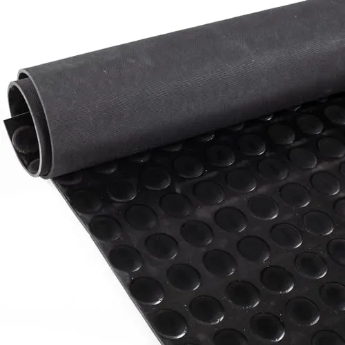 ANRO Gummimatte Noppenmatte Meterware 3mm Gummiläufer Noppen Bodenmatte als Werkstattboden, Antirutschmatte, Werkbank Auflage, Gummi Matte für Anhänger, Keller, Garage SBR Schwarz 120 x 100cm