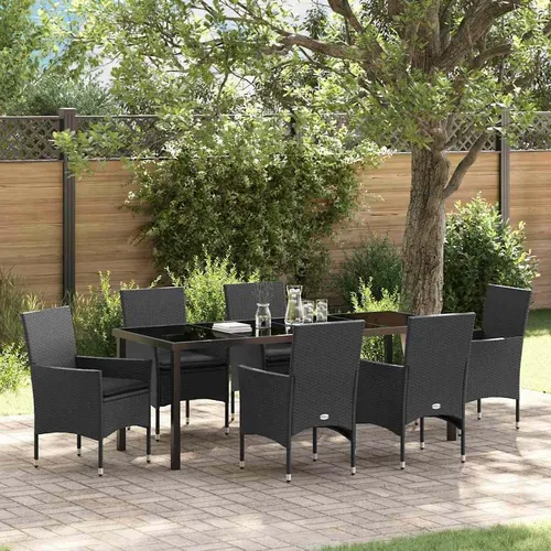 Maison Exclusive Garten Essgruppe 7-teilig Schwarz Poly-Rattan