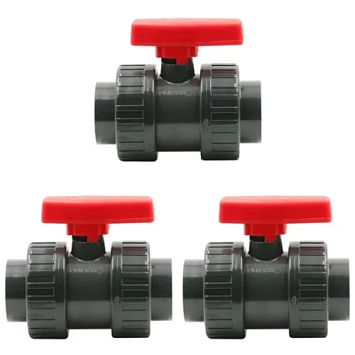 HAF 3x PVC 2-Wege Kugelhahn mit rotem Griff 63mm - Hochwertiger 2-Wege Kugelhahn aus grauem PVC-U für vielseitige Anwendungen. Ideal für Verrohrungen in Pool- und Teichbau. Robuste Klebemuffen-Verbindung und hohe Witterungsbeständigkeit.