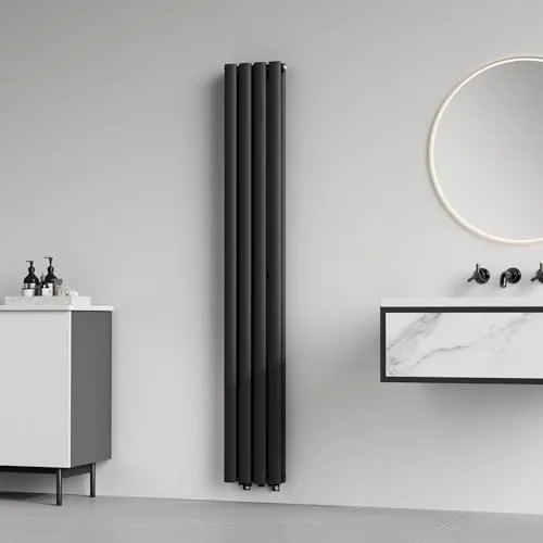 [neu.haus] Flachheizkörper Nore 160x24cm Schwarz - Heizkörper für Wohnräume, elegantes Design mit 812W Wärmeleistung, ideal für effiziente Wärmeabgabe in Schlafzimmer, Küche und Bad.