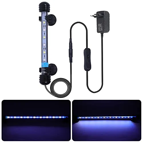 MLJ LED 18-112 cm für Fisch Tank Aquarium Leuchte Wasserdicht Beleuchtung, Lampe Stecker EU Unterwasser LED-Lichtbalken (Weiß und Blau, 18 cm)