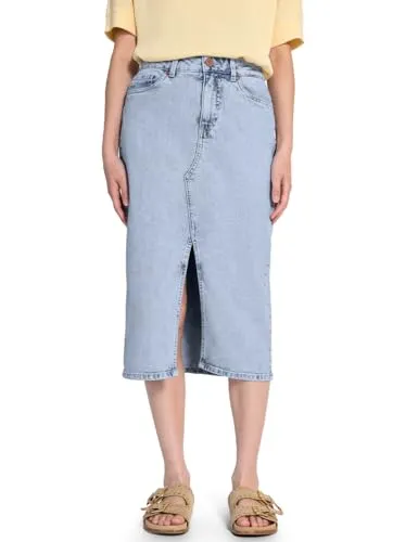 STREET ONE STUDIO Jeansrock mit Schlitz in Blau, Größe 44 - Röcke mit pflegeleichtem Denim-Material, wadenlangem Schnitt und praktischen Taschen – ideal für einen lässigen Look!