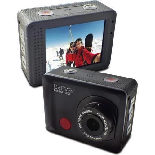 Denver ACT-5002 Action-Kamera - Action-Kamera mit 5 Megapixeln und Full HD Auflösung, wasserdicht bis 60 m, ideal für Abenteuer und Sportaufnahmen. Inklusive Unterwasserhülle und Halterungen für vielseitige Einsatzmöglichkeiten.