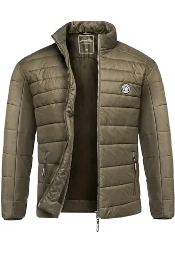 Amaci&Sons Herren Steppjacke Outdoor Basic Patch Jacke 9103 Olive L - Modische Steppjacke für Herren in Olive, ideal für Outdoor-Aktivitäten. Aus robustem Material gefertigt, bietet sie Komfort und Stil in jeder Situation.