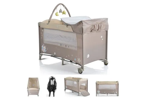 Moni Reisebett Sleepy mit Wickelauflage und Spielbogen in beige von Moni