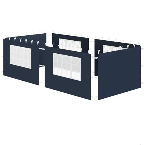 Zelsius Seitenwände für Pavillon 3x6 m | 6-teilig, Blau | Flexibler Wind- und Sichtschutz