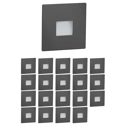 20x LED Treppenlicht/Wandeinbauleuchte FOW für innen und außen Downlight eckig