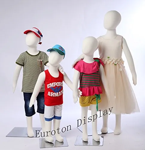 Euroton R3468 4 X Kinderpuppen Flexible biegbare Körper Schaufensterpuppe Mannequin Kids Mannequin weiß stoffbezogen