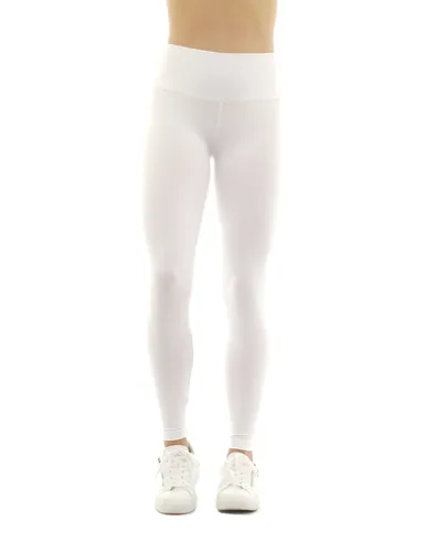 Damen Leggings lang hoher verstärkter Bund Stoff Baumwolle Leggins
